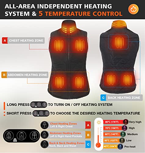 Arris Women`s Heated Vest, Size Adjustable 7.4V Electric Warm Vest With Battery Pack Black #TOP1