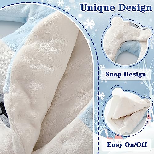 Image of Fairy Baby Newborn Baby Snowsuit Bear Suit Romper Winter Warm Coat Infant Fleece Footie Jumpsuit for Girls Boys 0-18M