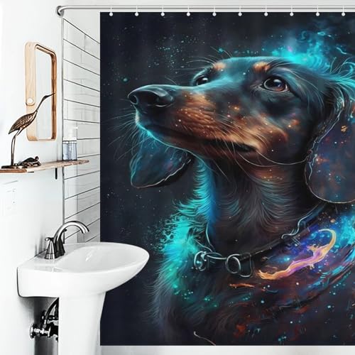 Rideau de douche Teckel imperméable en polyester lavable pour baignoire 168x183 cm - 6