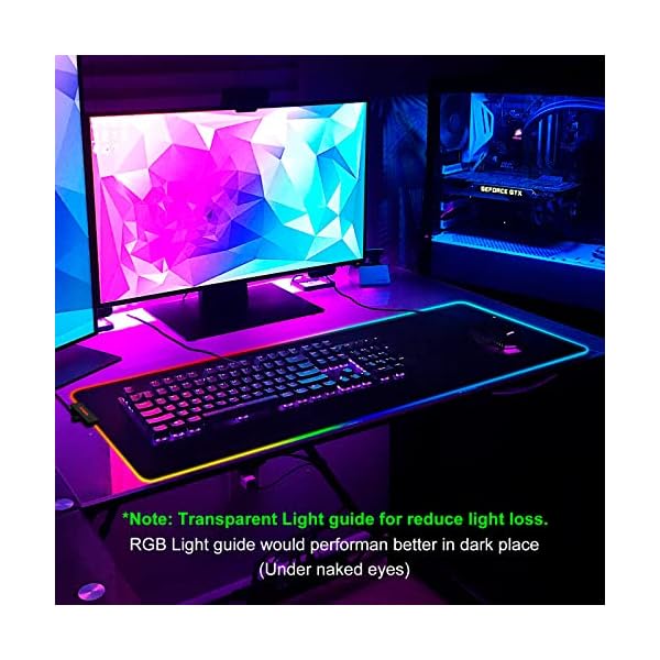 Gaming Mauspad RGB Mousepad XXL Gaming Mouse Pad Groß 14 Beleuchtungs Modi 7 LED Farben 2 Helligkeitsstufen 800x300x4mm… – Bild 7