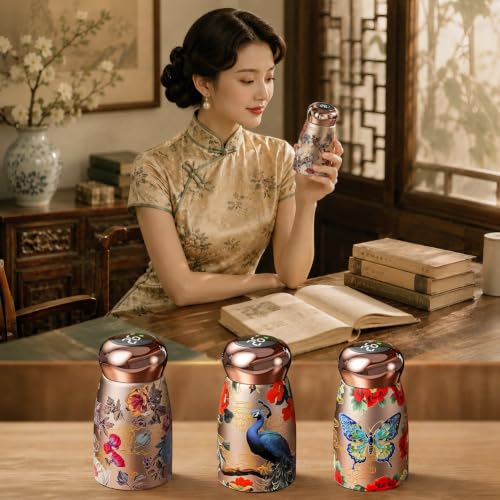 Botella de agua mini aislada 8oz Taza térmica de acero inoxidable con revestimiento cerámico PEONY miniatura 6