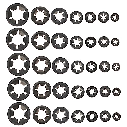 BUGUUYO 210pcs Carbon Steel Clamp Washer Set Internal Tooth Lock Washers Locking Fastener for Fixing Marine Auto Parts