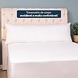 Travesseiro de Corpo King Xuxão Chuchão Abraço Toque de Pluma Pena 150x50cm Inodoro, Antialérgico Branco glide