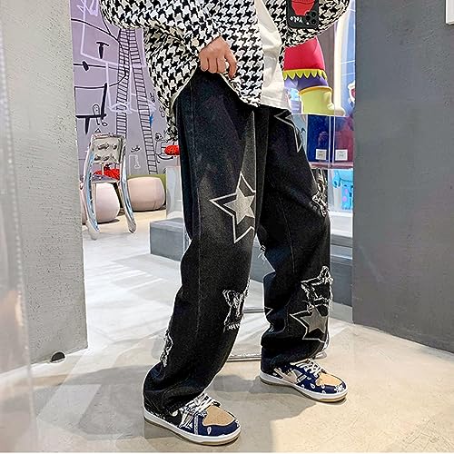 FCOOLYEET Men's Y2K Jeans Hip Hop Baggy Star Denim Pants Grunge Aesthetic Streetwear Jeans Relaxed Fit Trousers2
