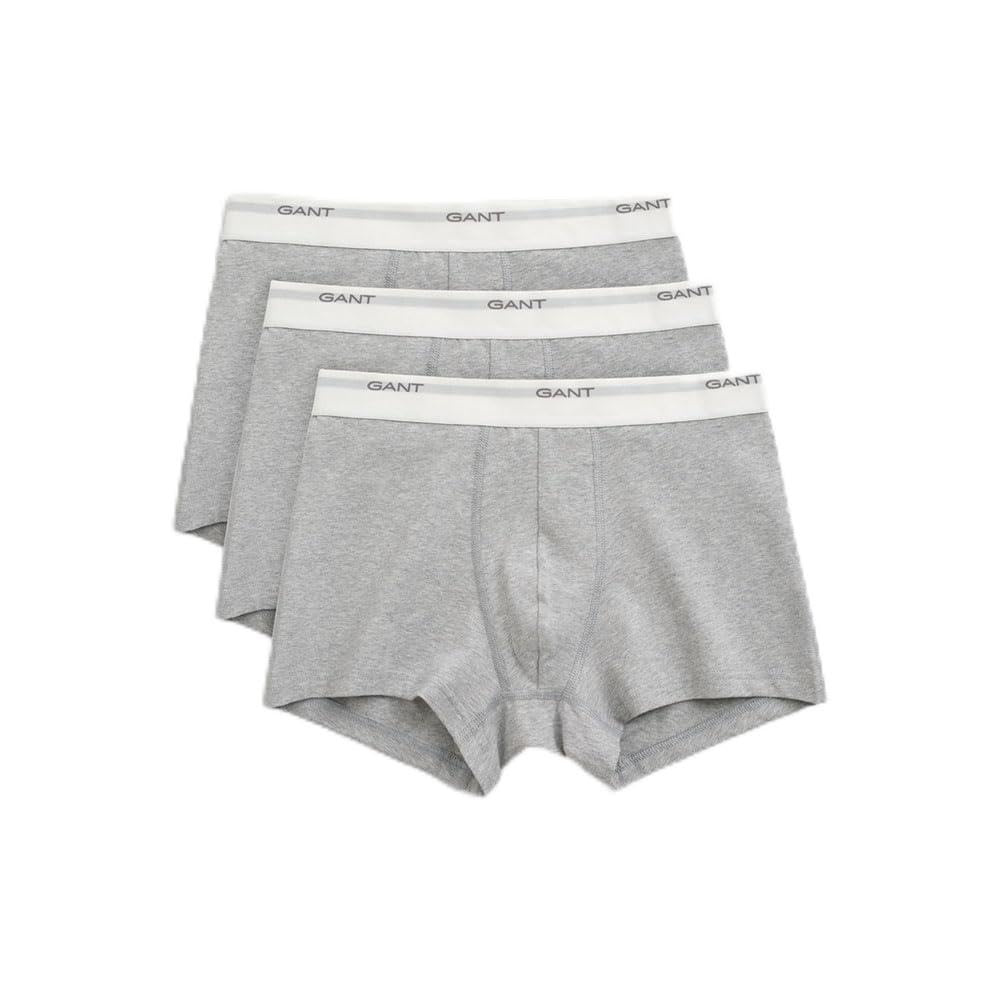Gant Men's Light Grey Mix Core Trunks, Pack Of 3, Underwear, Light Grey Melange, Standard (Pack Of 3), One Size
