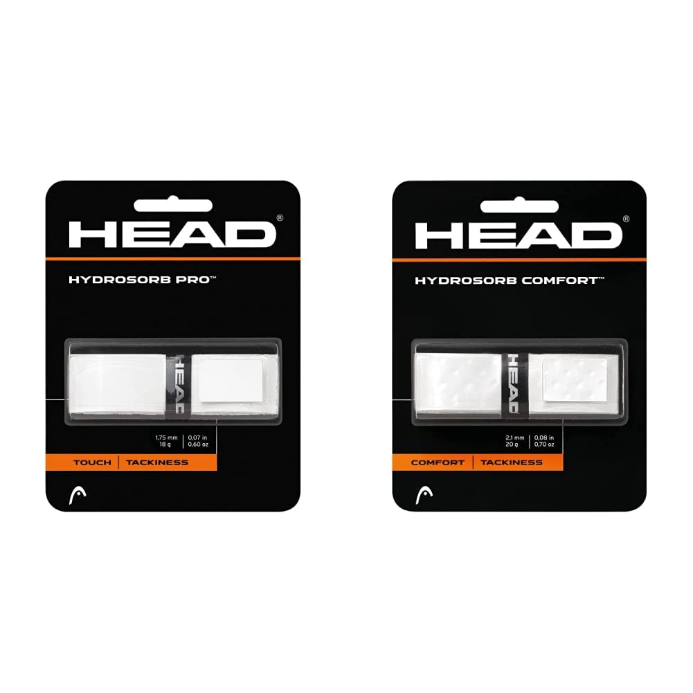 HEAD Unisex's HYDROSORB PRO Racquet Grip, White, One Size & Unisex's Hydrosorb Comfort Grip-Multi-Colour/White, Onesize
