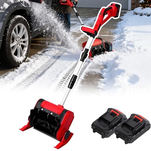 Pala de nieve eléctrica inalámbrica de 12 pulgadas de ancho de limpieza, diseño ergonómico ligero para un uso fácil por personas mayores y propietarios de viviendas