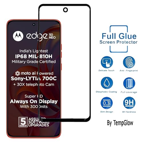 Image of Screen Protector for Motorola Moto Edge 50 Neo 5G (Black) Tempered Glass Edge-to-Edge 6D Screen Guard With Installation Kit