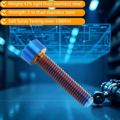 Image of M8x30mm Titanium Hex Socket Bolts, Burnt Blue, 6PC | Lightweight Hex Socket Screws, MTB /Road Bike /Motorcycle, Corrosion Resistant, Marine Grade Fasteners