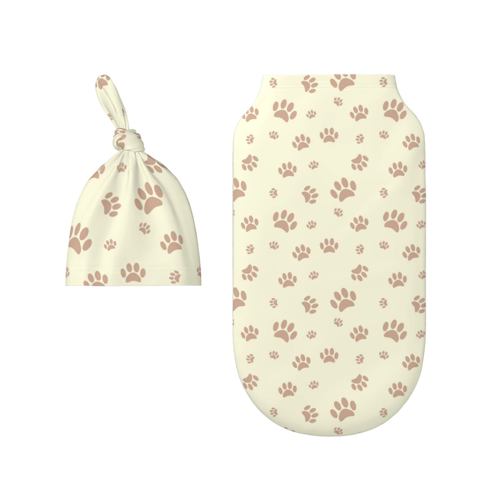 LOGMOR Snowfall Cold Wolf Swaddle Blanket & Hat Set - 100% Cotton Newborn Swaddle, Baby Shower Gift For Boys & Girls