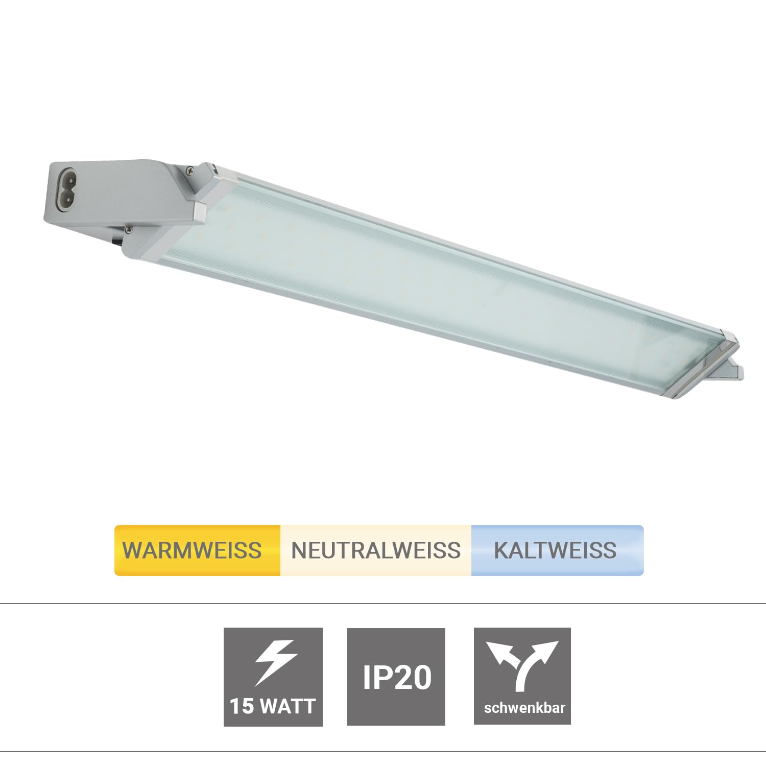 Rolux LED Unterbauleuchte 15W CCT 3000K~6500K Anbauleuchte Aluminium, 15 watts, silber, 91,3 x 8,5 x 3,5 cm