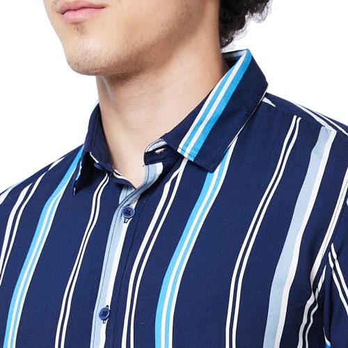 Image of Spykar Men's Regular Fit N /A Half Sleeve Striped Casual Shirts