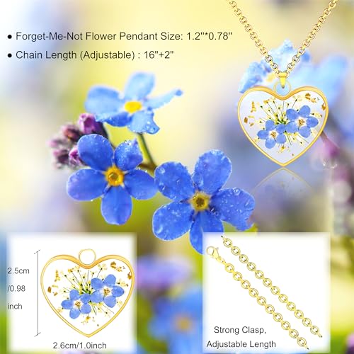 Image of Miscarriage Gifts for Mothers, Forget Me Not Pressed Flowers Necklace, Baby Loss Grief Sympathy Gift for Women, Child Loss Memorial Gifts Jewelry