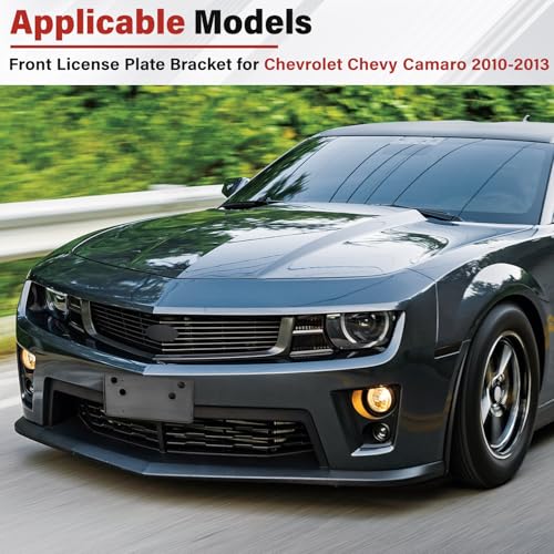Image of License Plate Bracket Accessories for Chevrolet Chevy Camaro 2010 2011 2012 2013, Front Bumper License Plate Holder Replacement Frame Black Mount