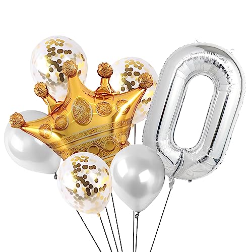 Image of 40 Inch Silver Number Balloons, Helium Mylar Foil Number Balloons for Birthdays, Number 0 Balloon for Party Wedding Bachelorette Birthday Bridal Shower Anniversary Celebration Party Decorations
