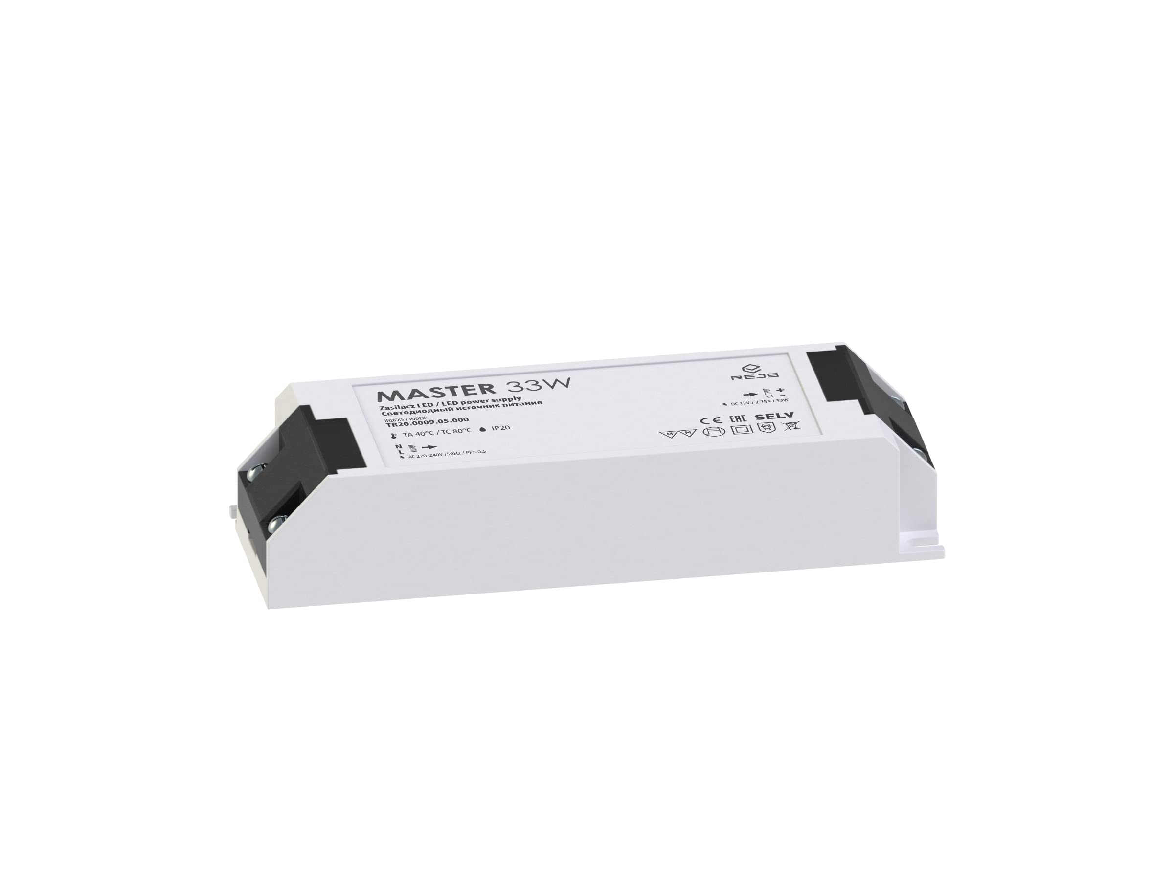 REJS Master LED Power Supply 12V, Input 220-240VAC, IP20, 16W, 33W, 54W or 65W (33)