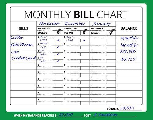 16x12 Monthly Bill Chart (Budget, Expense Planner)