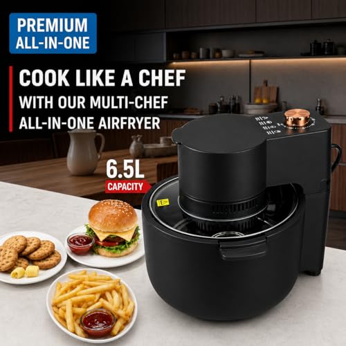 Image of Air Fryer 6.5L For Kitchen 1200W - Uses Up to 80% Less Fat, Healthy Oil-Free Cooking-360 Hot Air Circulation-Nonstick Basket, Quick & Easy Meals in Minutes -Ideal for Frying /Grilling /Roasting