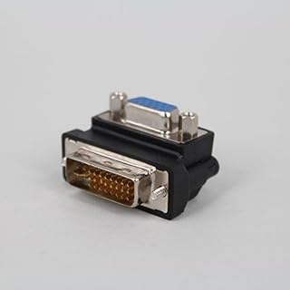YSJJZRL 1 Pc 90 Degree VGA 15 Pin Male to Female Extension Cable Converter Adapter Coupler (90 Degrees DVI 24+5 M to VGA F)