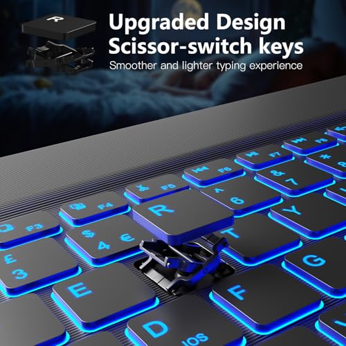 Vobafe Bluetooth Keyboard and Mouse Set with Backlight, Quiet Rechargeable Wireless Keyboard and Mouse with Phone Holder, for iPad/Samsung/iOS/Android/Windows, Ultra-thin keyboard, UK layout, Black - Image 6