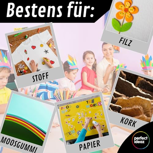perfect ideaz – Bastelkleber 1.000 g (1 kg) – transparent & lösungsmittelfrei – starker PVA Flüssigkleber für Papier, Pappe, Stoff, Filz – auswaschbar, auf Wasserbasis, Made in Germany