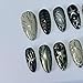 Metallic Chrome Gothic Handmade Press on nails, Long Short Press Nails Tips Full Cover 10Pcs Metallic Chrome Gothic Press on Nails Fake Nails 3D Easy Wear