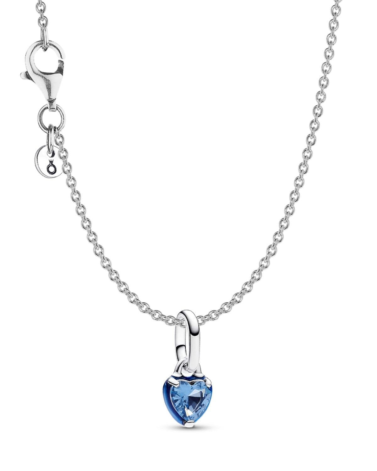 PANDORA Collar de mujer con colgante de corazón de chakra azul, plata Lote