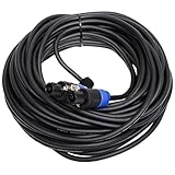 MUSIC STORE Lautsprecherkabel, Speakon Kabel schwarz mit Querschnitt 2 x 2.5, Boxenkabel für Cabinets, Bassboxen, Verstärker, Kabellänge 20 m