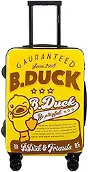 Mala infantil B.Duck Ride On Suitcase 50 cm, design de pato amarelo com números e letras padrão bagagem de mão, Amarelo, Small, Bagagem retangular
