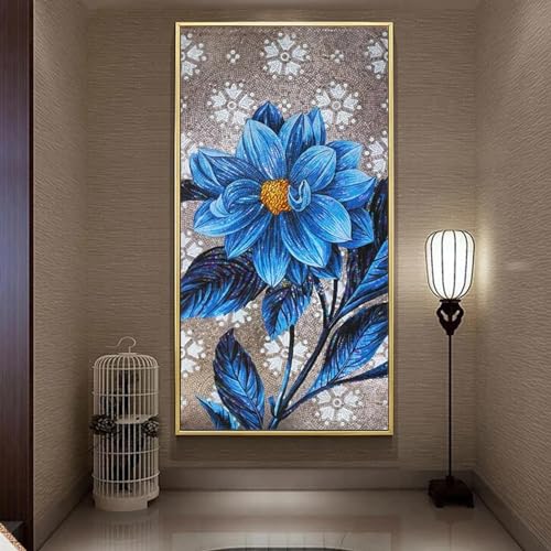 Peinture sur toile de pivoine bleue dsdsgog 40x80 cm sans cadre pour l'art mural de l'entrée