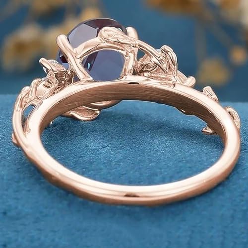 10K 14K 18K Real Gold Natural Alexandrite Engagement Ring for Her Women,Oval-Cut Alexandrite Moissanite Ring Gemstone Band Gift for Anniversary Wedding Valentine's Day4