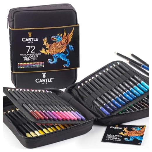 Castle Art Supplies Estuche con Cremallera 72 Lápices Colores | Minas Blandas de Colores para Artistas Experimentados, Profesionales e Ilustradores | Organizados en Estuche Portátil con Cremallera