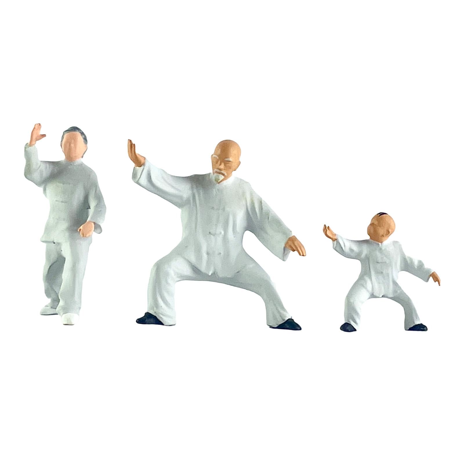 Conjunto de 3 Figuritas a Escala 1/64 Que Representan Personajes de Kung Fu, Hechas de Resina, para Decorar Una Mesa O Una Bandeja de Arena.