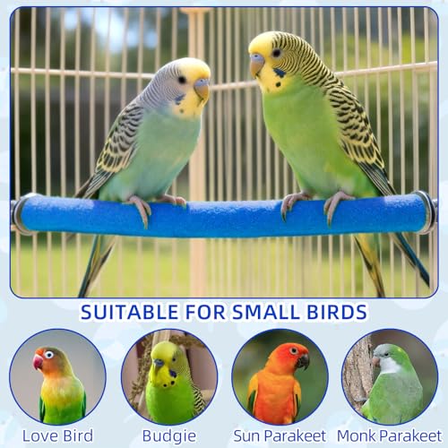 Image of Rypet Parrot Perch Stand Toy Used for Cage Corner for Paw Grinding Clean Stick Exercise, Rough-Surfaced Quartz Bird Perch Standing Cage Accessorie for for Small Parakeets Cockatiel Conures (Blue S)