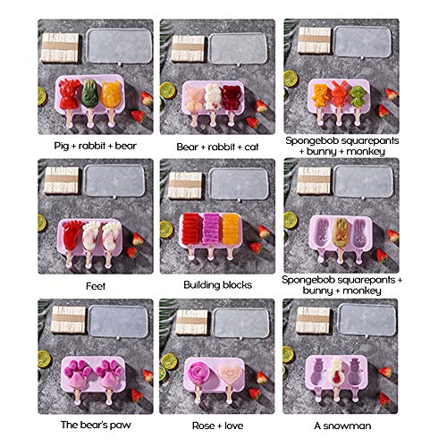 Ajcoflt Gel de sílica macio do produto comestível 2/3 de molde conjunto de sorvete com 50PCS Crabsti