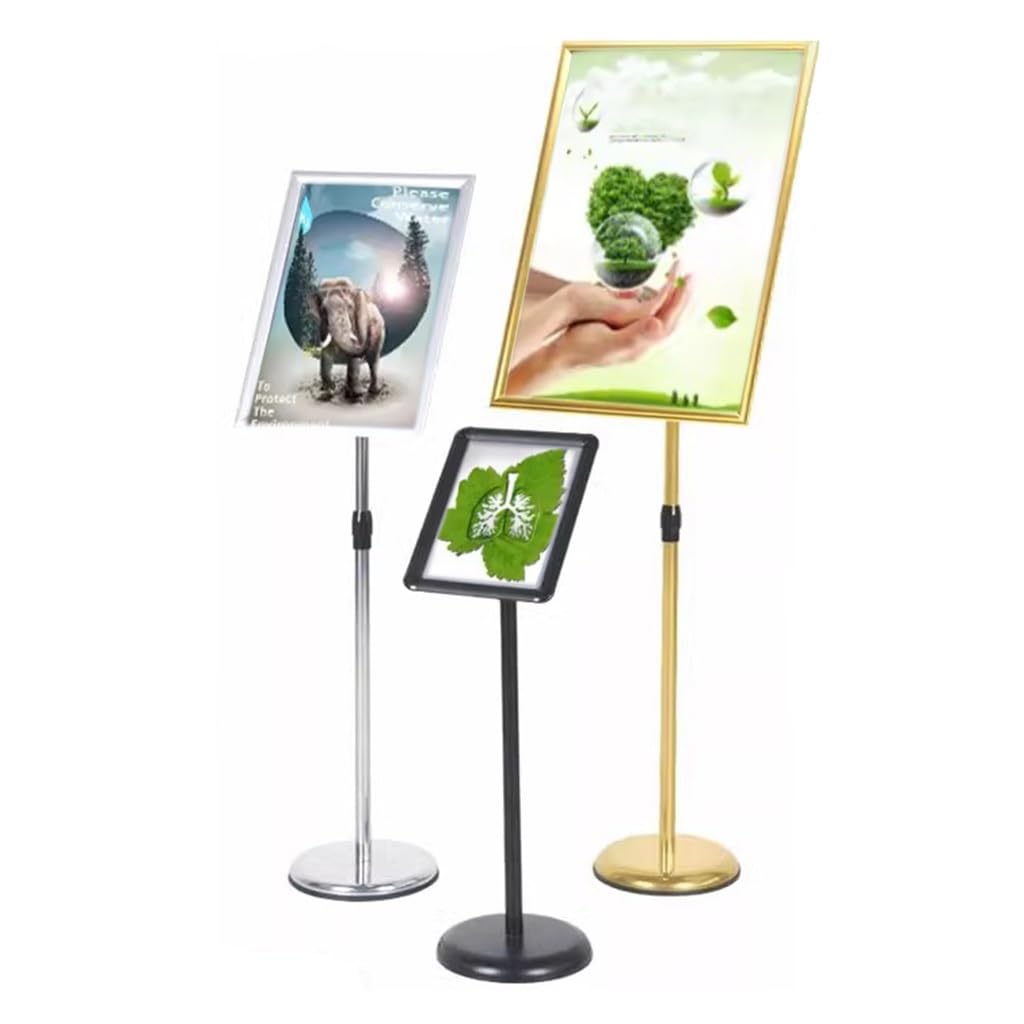Soporte de Letrero Ajustable, Pedestal para póster y menú, Resistente, para Tiendas comerciales, con Vista Vertical y Horizontal (Negro, A2)