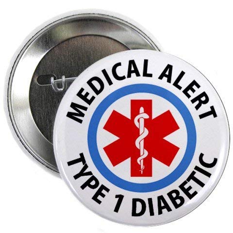 TYPE 1 DIABETIC Medical Alert 2.25 Pinback Button Badge