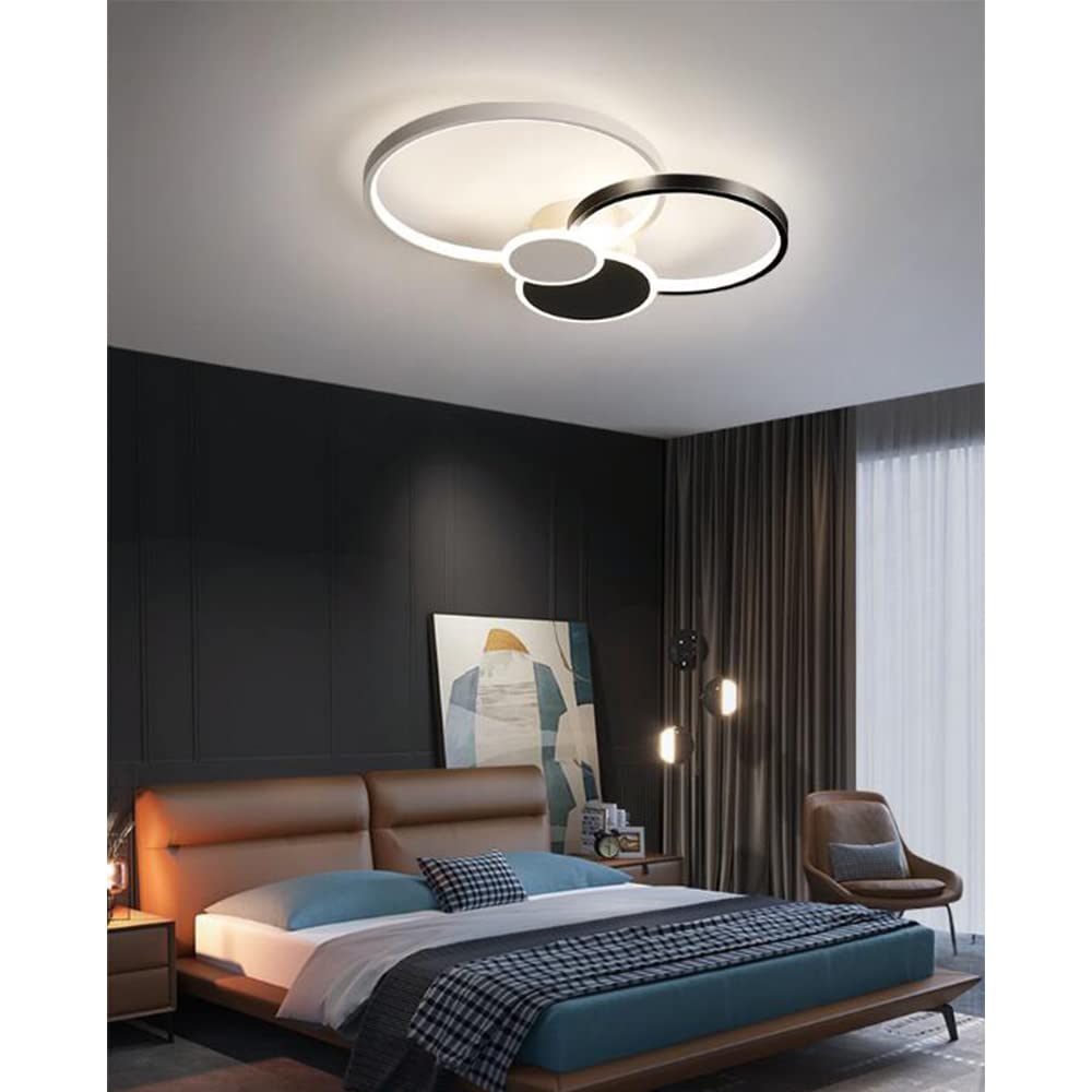 Nowoczesna Lampa Sufitowa LED 42W ściemnialna Lampa Sufitowa z Pilotem Kreatywny Okrągły żyrandol Akrylowy Abażur Sypialni Jadalnia Kuchnia Wisiorek światło Oświetlenie Wewnętrzne,Black