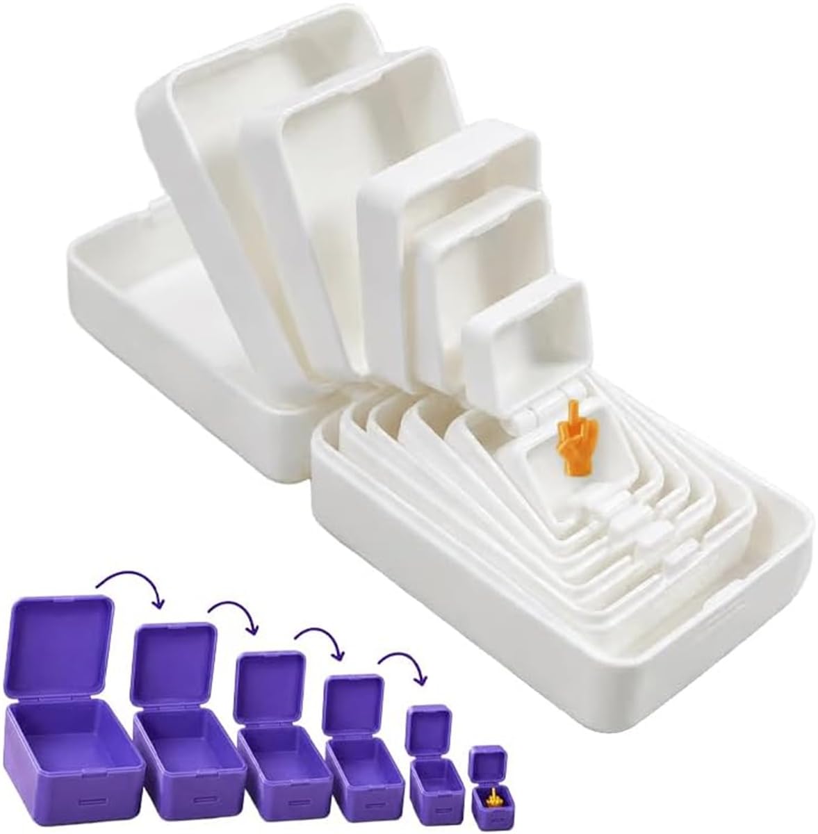 6 Layer Prank Nesting Box with Secret Surprise Middle Finger (White)