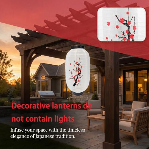 duoyif Japanische Laterne Lampenschirm Höhe 35 cm Ø 20 cm 2 Stück – Bild 3