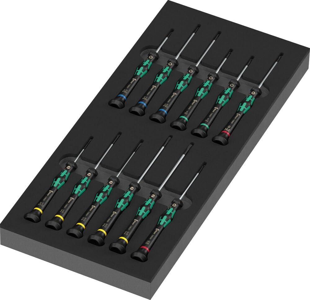 Wera 9716 Foam Insert Kraftform Micro Screwdriver Set 2, 13 Pieces