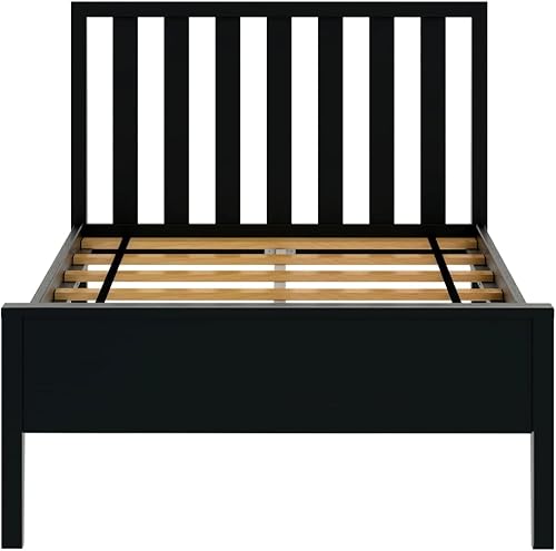 Miniatura 32 de Max & Lily Cama matrimonial, cama moderna escandinava para niños, marco de cama individual de madera maciza con cabecero de rejillas, no necesita