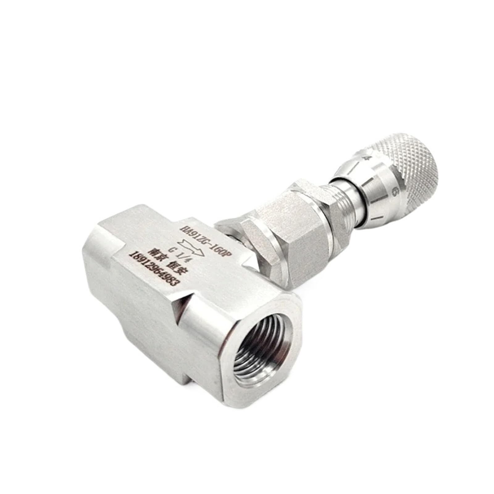 Válvula de aguja de medición micro reguladora de flujo SUS304/316L BSP NPT hembra recta recta de 0.1-0.5 pulgadas para agua, gas, aceite (0.12 pulgadas-NPT-1.2 mm, recto 304)