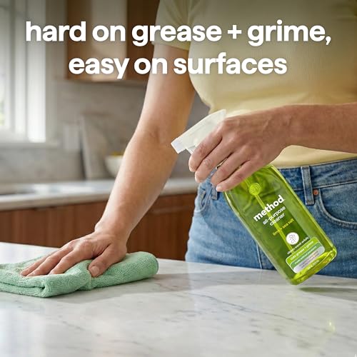 Image of Method All-Purpose Cleaner Spray, Lime + Sea Salt - Cuts Grease & Grime on Counters, Glass, Sealed Wood & Floors, for Kitchen & Bathroom, 28 fl oz, 4 pack