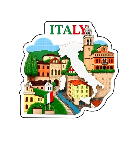 Image of Gift Me Bazar Country Fridge Magnet for Home Kitchen Refrigerator Door Stylish Decor Multicolored Souvenir Gift | Country Theme MDF Wooden Fridge | Souvenir Travel Magnets (Italy Fridge Magnet)