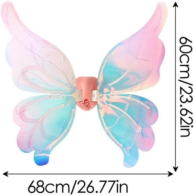 Miniatura 3 de Alas de mariposa eléctricas iluminadas, alas de hadas con cadena de luces LED, accesorios de disfraz para niños y perros de mascotas