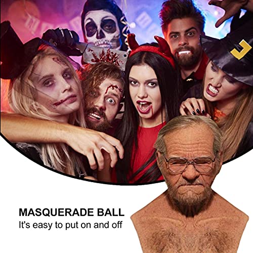 Oellinx Halloween Old Man Mask Realistic Human Face Mask Creepy Latex Mask Halloween Cosplay Costume Party Games Props thumb #2