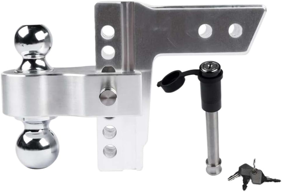 Adjustable Trailer Hitch Ball Mount Fits 2.5-Inch Receiver 6-Inch Drop Rise Aluminum Drop Hitch