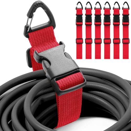 Wowangce 6 Pack 17 Inch Adjustable Extension Cord Holder Organizer with Triangle Clips for Garage Organization and Storage Heavy Duty Extension Cord Hanger for Men Workshop (Red)