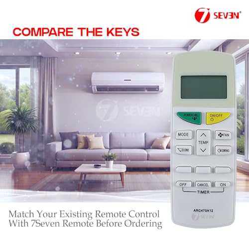Image of 7SEVEN Compatible with Daikin AC Remote Control ARC470A12 Model 132I Suitable for 1 1.5 2 Ton FTKT50TV 3 Star Split Air Conditioner